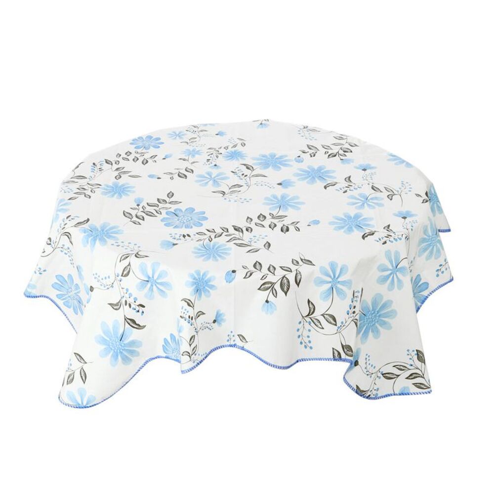 Waterproof Square Tablecloth 35" x 35" for Table Decoration Blue Flower Print